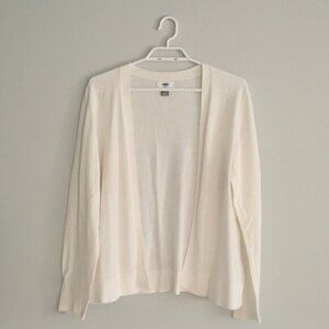 Old Navy Women's White Large Open Front  Long Sleeve Lightweight Short Cardigan